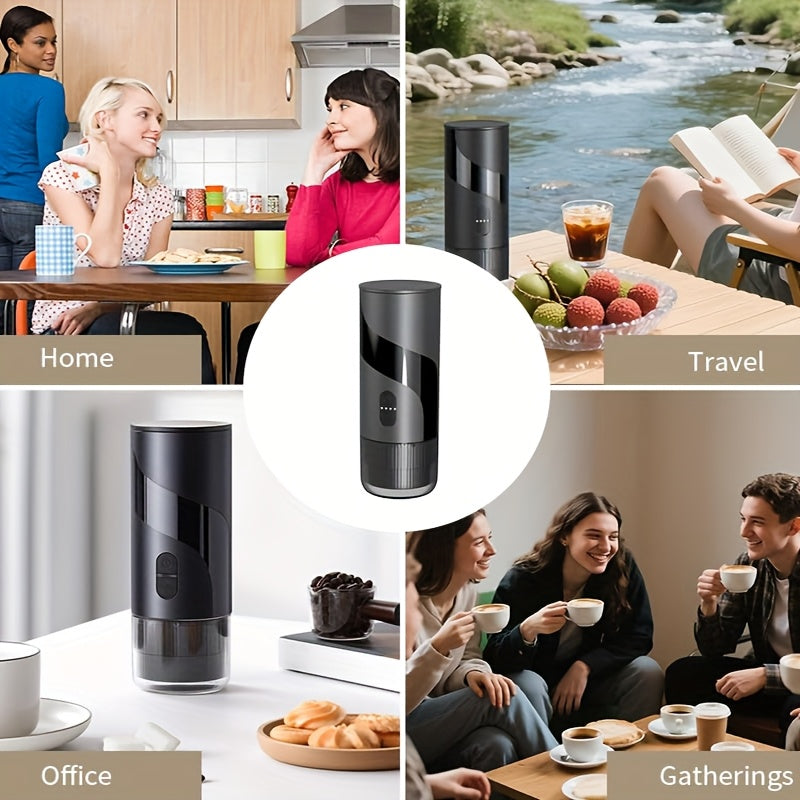 Portable Coffee Machine, Portable Espresso Coffee Machine, Stainless Steel Water Tank, Compatible With Grounds & Capsules, Suitable For Travel, Camping, Office, Kitchen And Christmas Gift (without Heating Function)