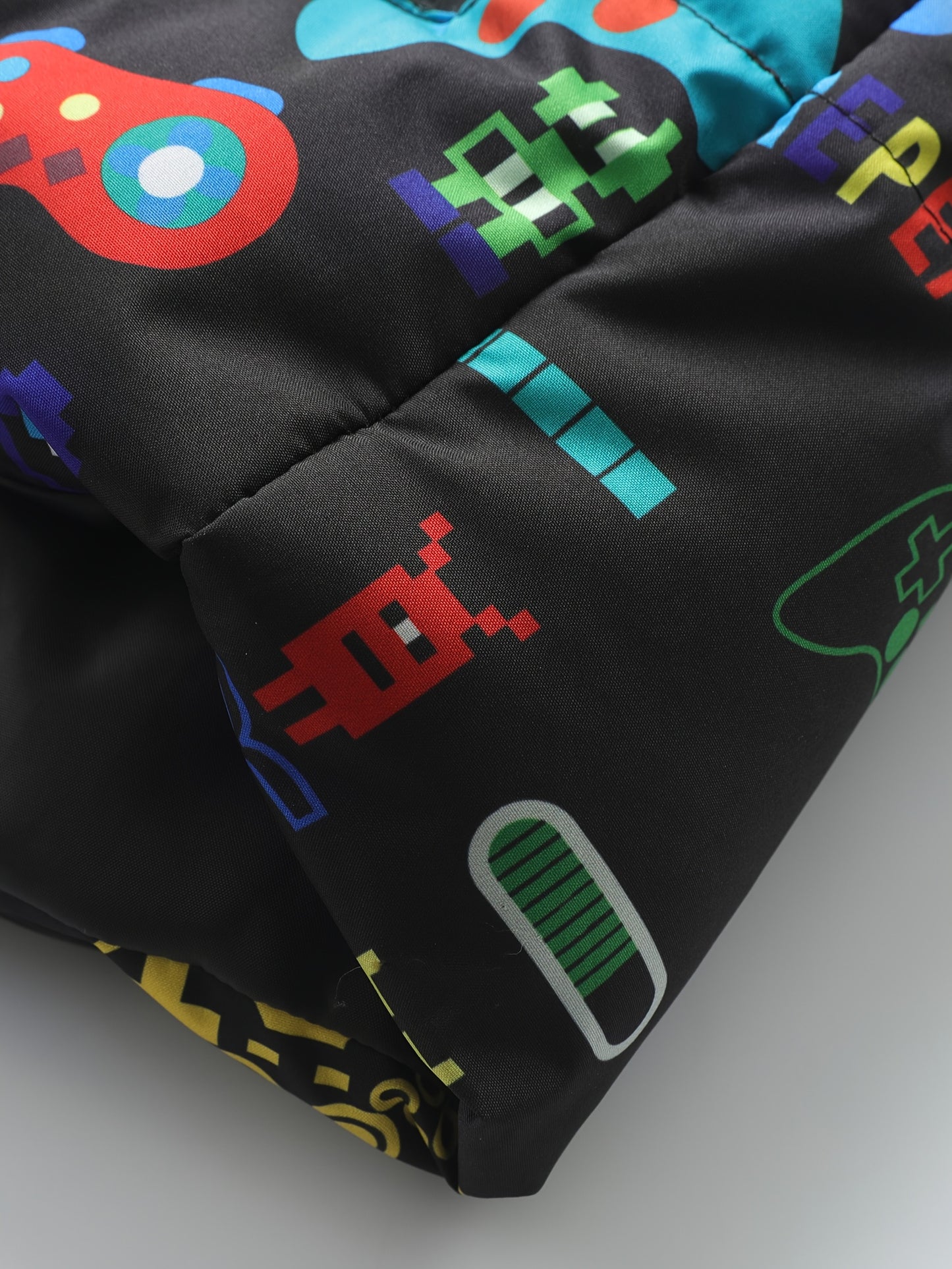 Colorful Alphabet Pattern Boys' Casual Leisure Cartoon Game Machine Zipper Hooded Jacket Vest Coat, for Teenager