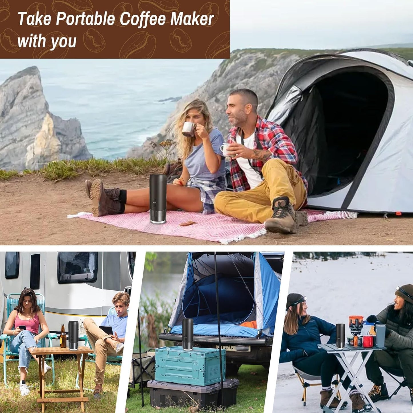 Portable Espresso Maker, Cordless Portable Espresso Machine with USB-C Charging, Hot & Cold Brew, Compatible with Grounds & Capsules - Ideal for Travel, Camping, Car, Office, Kitchen(without Heating Function)