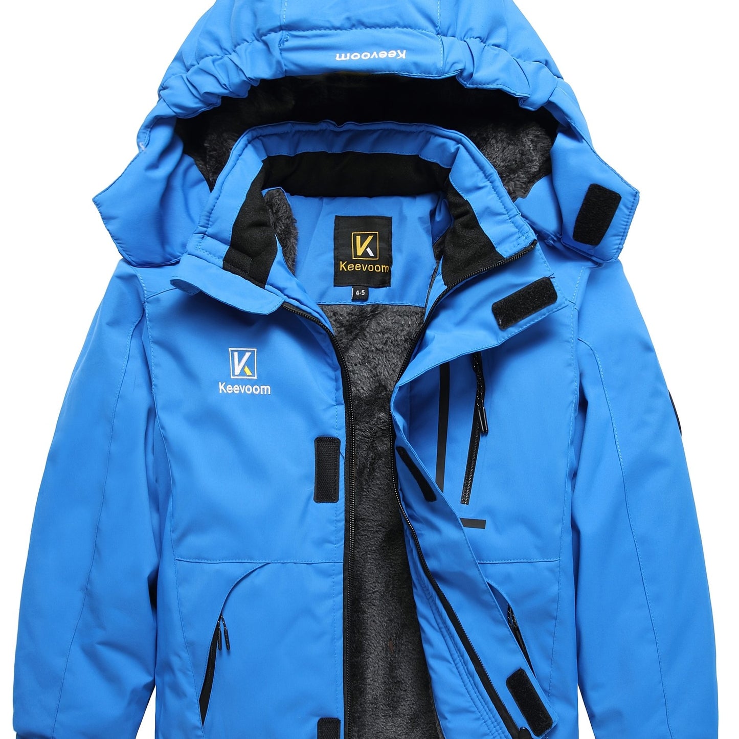 Keevoom Boys' Winter Ski Jacket - Windproof & Warm with Fleece Lining, Adjustable Hood for Helmet Compatibility, Zippered Pockets - Perfect for Outdoor Activities, Snow Jacket, Fluffy, Youngsters's