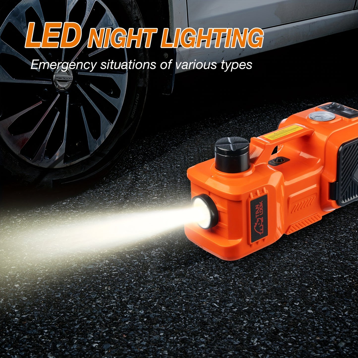 Electric Car Jack, Portable Car Lift with Built-in Air Pump, 5-ton/11023-pound Hydraulic Jack, Equipped with Electric Impact Wrench, And LED Lighting for SUV, MPV, Sedan, Truck Tire Replacement And Garage Maintenance