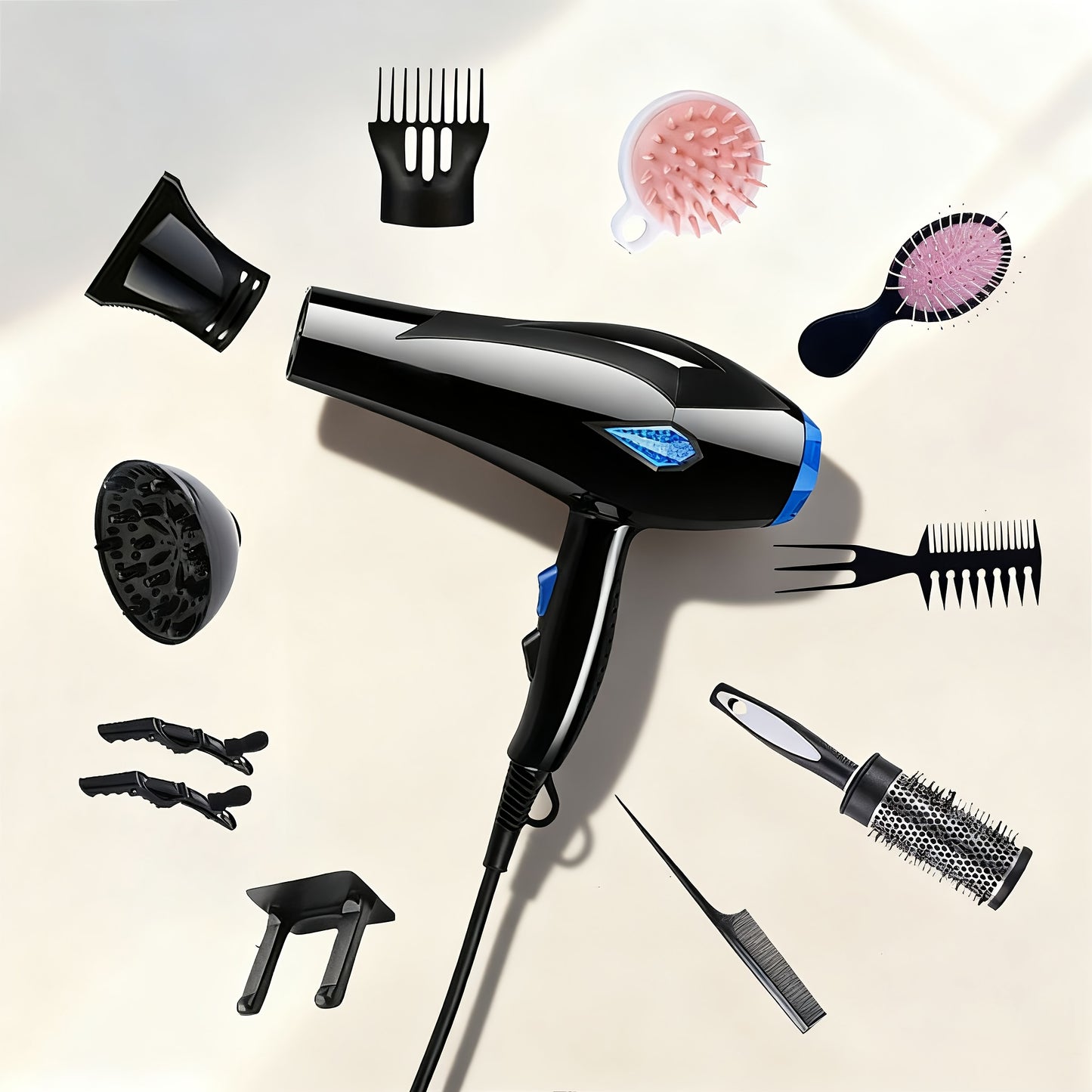 New Year Gift | Best Seller MORFONE All-in-one High-end Home Professional Hair Dryer. A Hair Dryer Set With Various Accessories Such As A Comb, Hair Clip, And Nozzle. Suitable For Family Or Travel Use