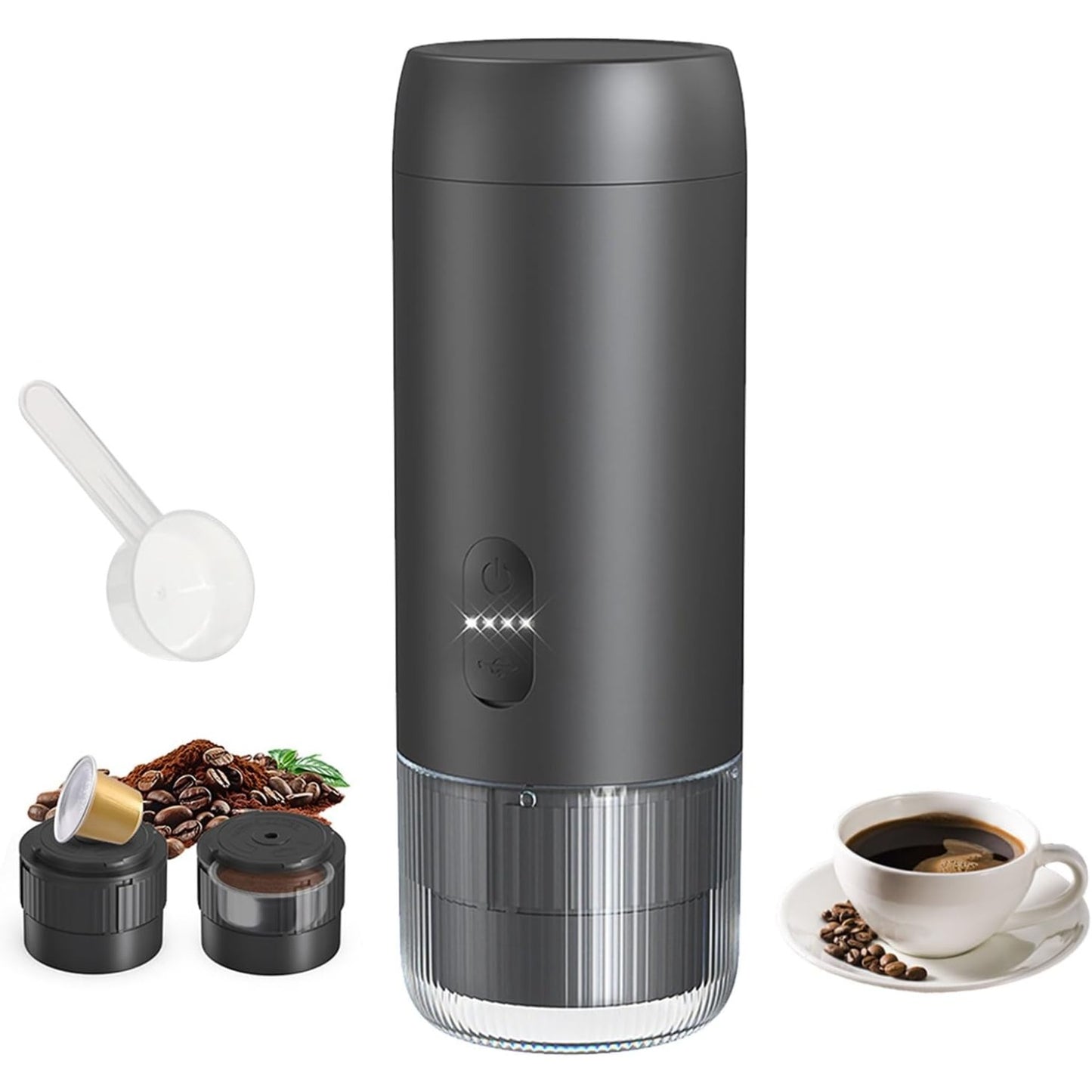 Portable Espresso Maker, Cordless Portable Espresso Machine with USB-C Charging, Hot & Cold Brew, Compatible with Grounds & Capsules - Ideal for Travel, Camping, Car, Office, Kitchen(without Heating Function)