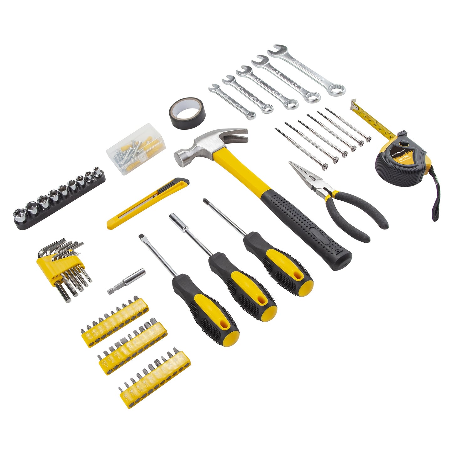 CARTMAN 148pcs Tool Set General Hand Tool Kit with Plastic Toolbox Storage Case, Automotive Set Yellow