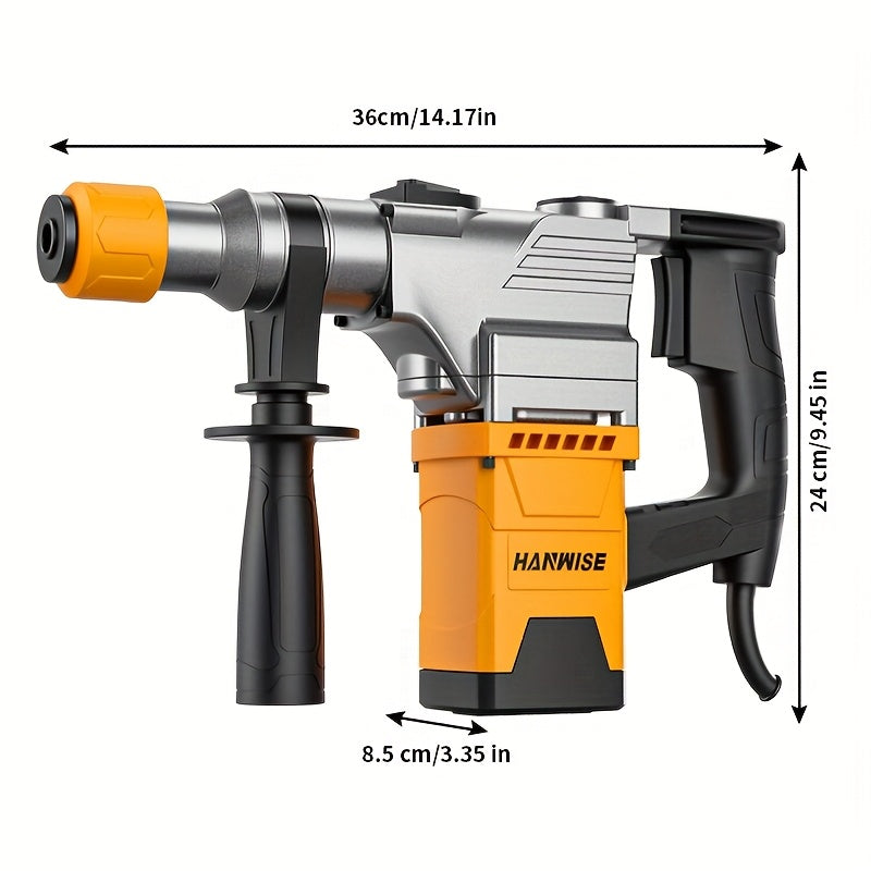 HANWISE 3-in-1 Multifunctional High-power Wired Rotary Hammer for drill, Used for Drilling, Rock for drilling, Demolition, Industrial Grade Electric for drill, Heavy-duty Impact for drill Electric Tool, Suitable for Concrete,
