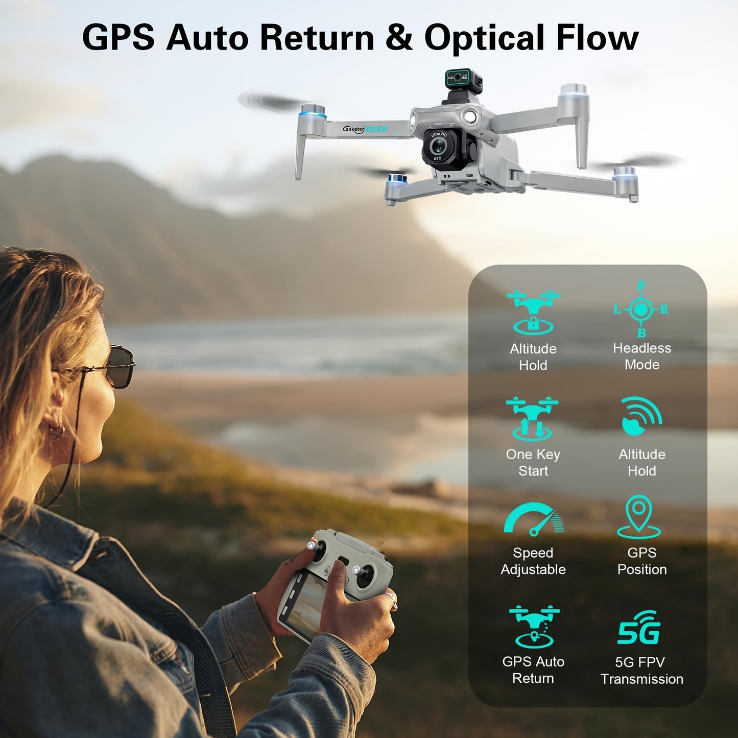 S159 Enhanced GPS Collapsible Drone Featuring 45 Minutes of Flight Time with Two Batteries, Ultra High Definition Dual Cameras, 5.9-Inch LCD Controller, Brushless Motor, Four-Axis Obstacle Avoidance, And Optical Flow Position