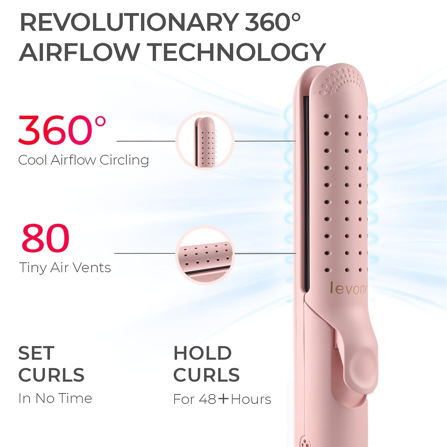 Cool Airflow Styler, 2-In-1 Hair Straightener & Curling Iron with LCD Display