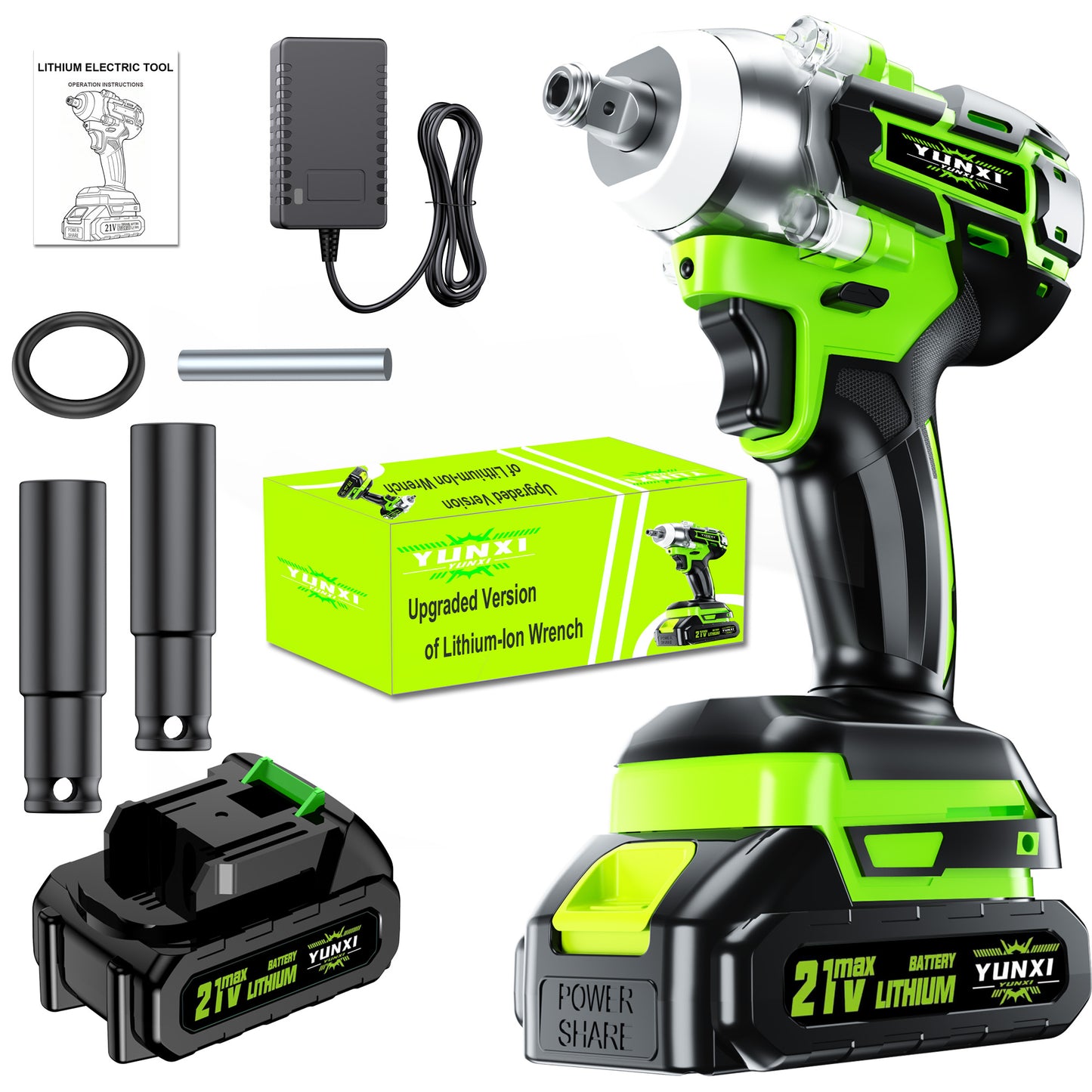 21V Impact Wrench & Drill/Driver Set Compatible for Car, Truck, Motorcycle Repair - Heavy-Duty Motor & Lithium-Ion Battery- Kit with Plastic Housing - Mechanic & DIY for Home, Vehicle Maintenance (Rechargeable)