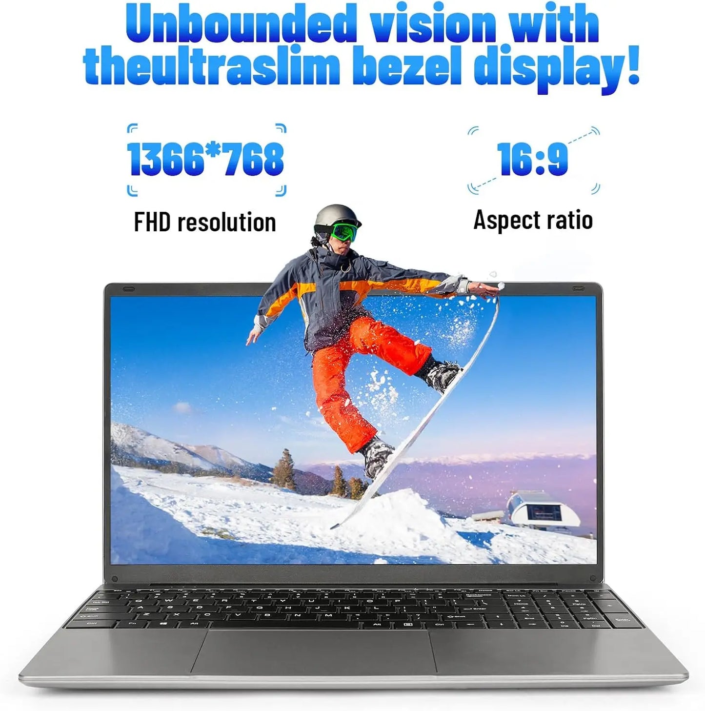 15.6"Laptop Computer Windows 11 Quad-Core Celeron N5095 Processors 1366*768 IPS Display 5000mAh Battery 8GB DDR4 256GB SSD PC