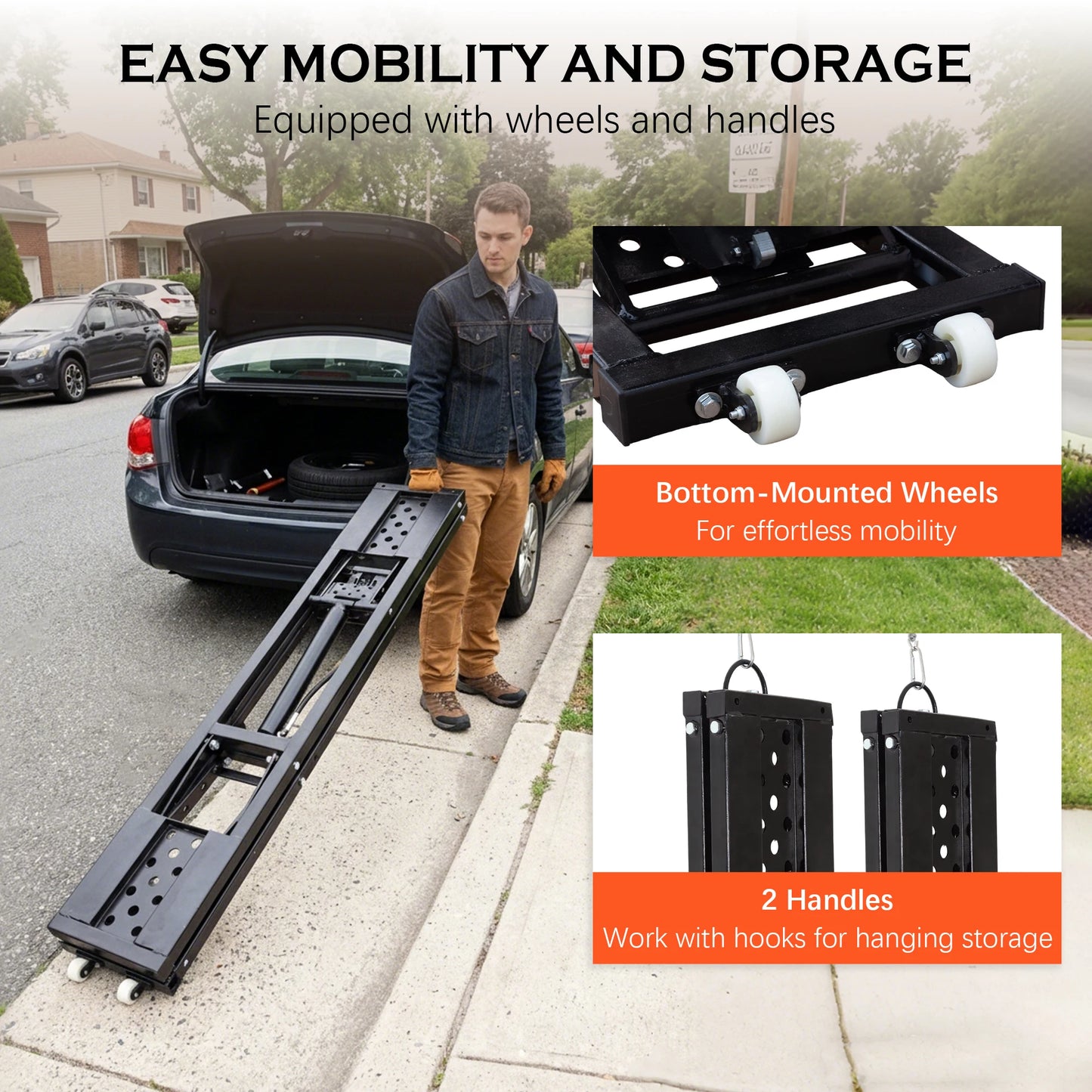 Portable Car Lift, 7,000LB Capacity Quick Jack, 28" Lift, 120V Power, Heavy Duty Black + Steel