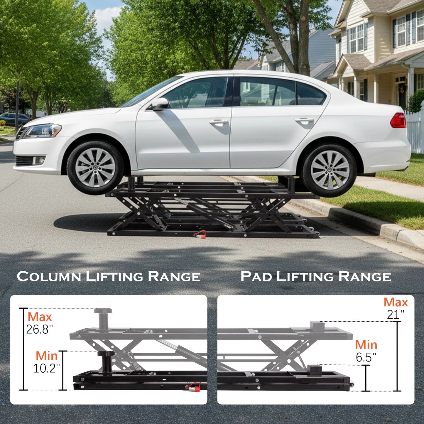 Portable Car Lift, 7,000LB Capacity Quick Jack, 28" Lift, 120V Power, Heavy Duty Black + Steel
