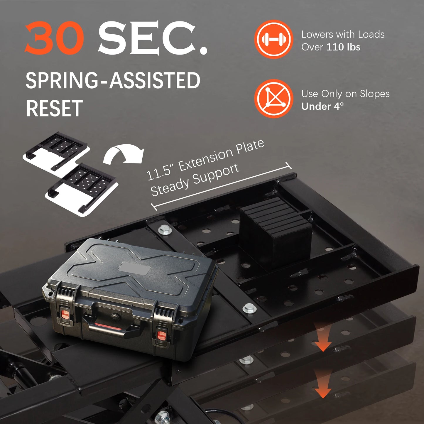Portable Car Lift, 7,000LB Capacity Quick Jack, 28" Lift, 120V Power, Heavy Duty Black + Steel