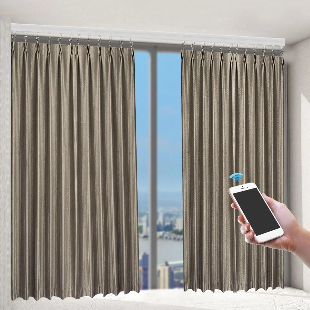 Smart Curtain Track with Remote Control, Motorized Curtain Rod Smart Electric Drape Track System 88.18lbs Capacity,