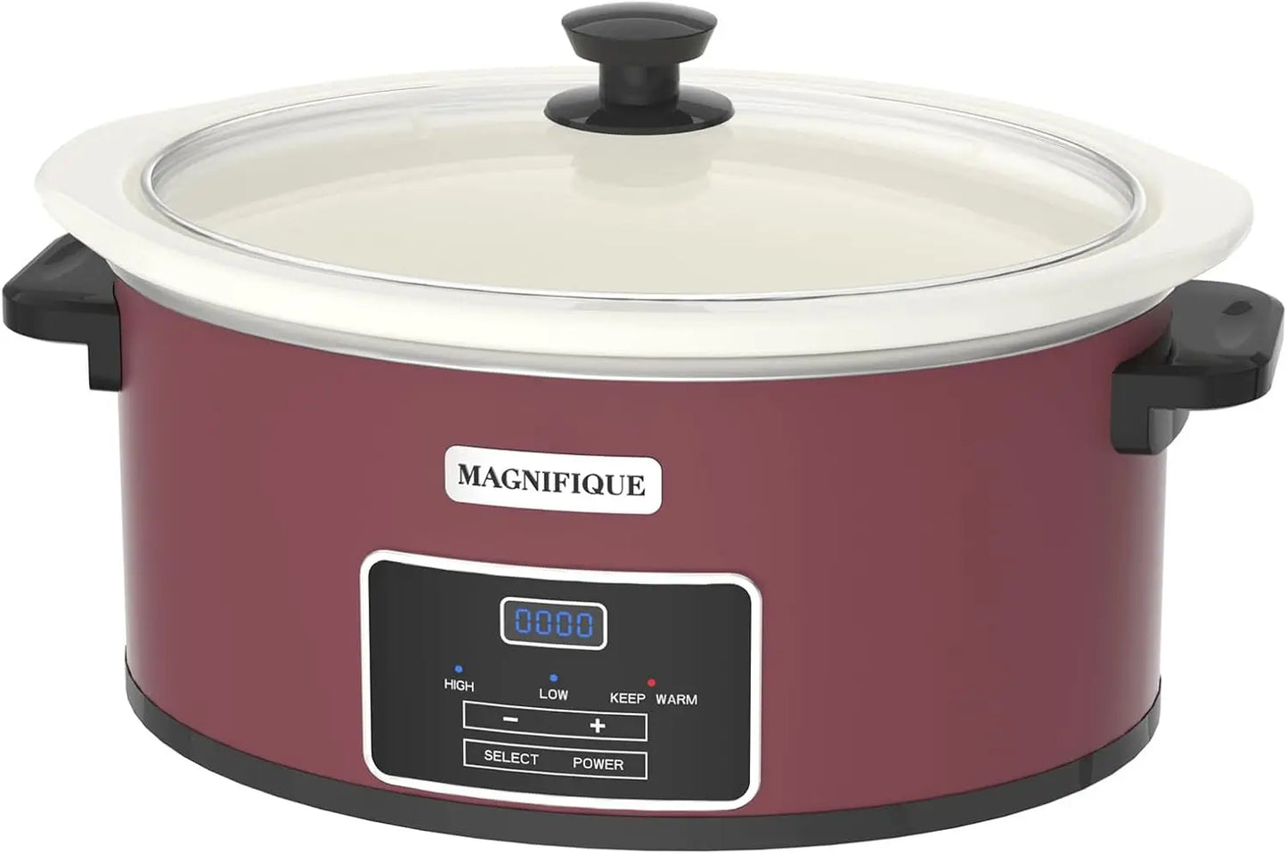 MAGNIFIQUE 7-Quart Programmable Slow Cooker with Timer Keep Warm - Small Kitchen Appliance for Family Dinners - Serves 6+ People