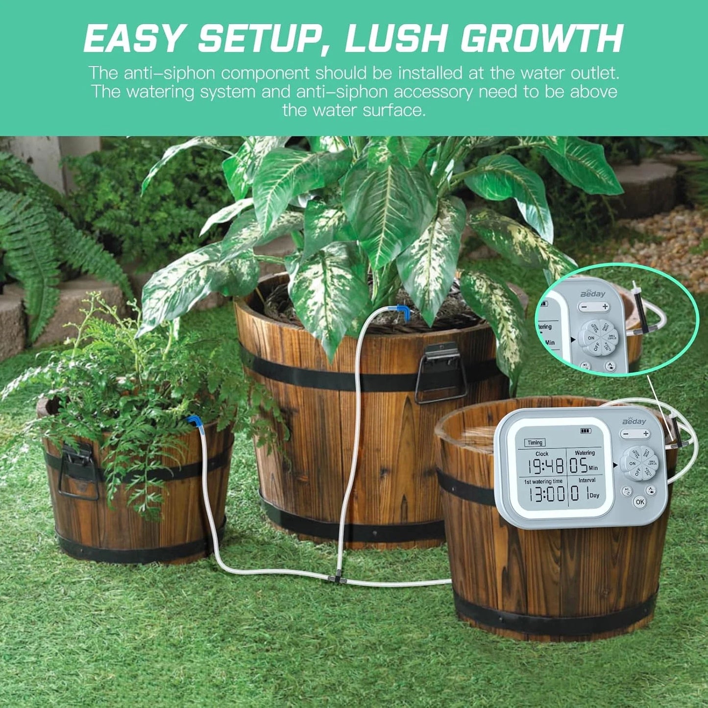 Automatic Plant Waterer Indoor Self Watering System for 15 Potted Plants, Auto Drip Irrigation Kit Programmable Water Timer with