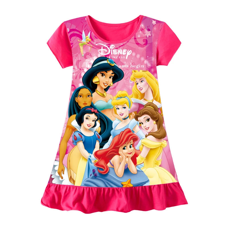 New kids Nightdress Elsa Cartoon Dress Minnie Printing Sleepwear Girls Nightgowns Children Party Dresses Pajamas Girls Dress