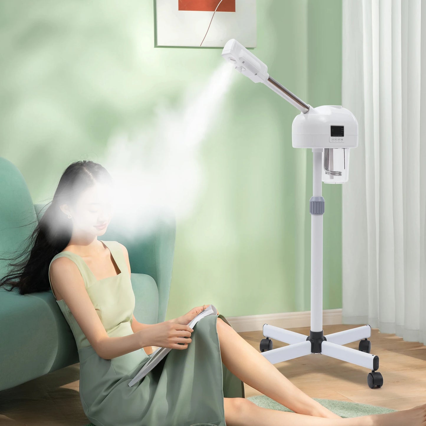 Professional Facial Steamer Machine on Wheels Standing Esthetician Steamer Facial Be Used for Skin Rejuvenation Steamer