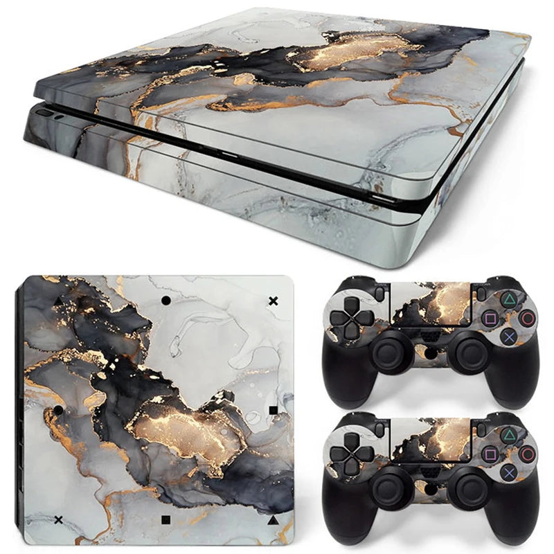 For PS4 Slim Console and 2 Controllers Skin Sticker Geometry Design skin Protective Vinyl Decal Full Set for PS4 skin