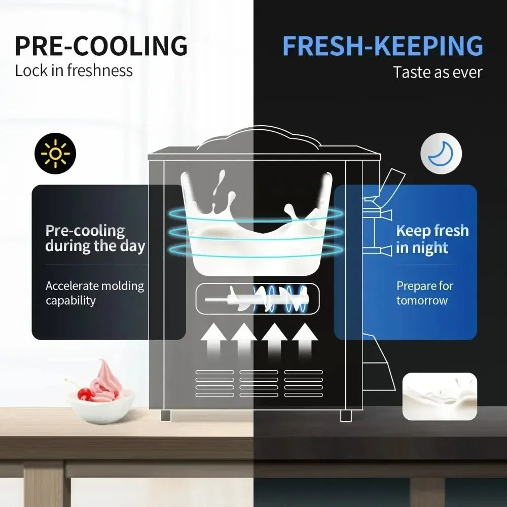 VEVOR Pre-cooling  commercial ice cream maker A126 ice cream machine Soft Serve Machine portable big capacity ice cream machine