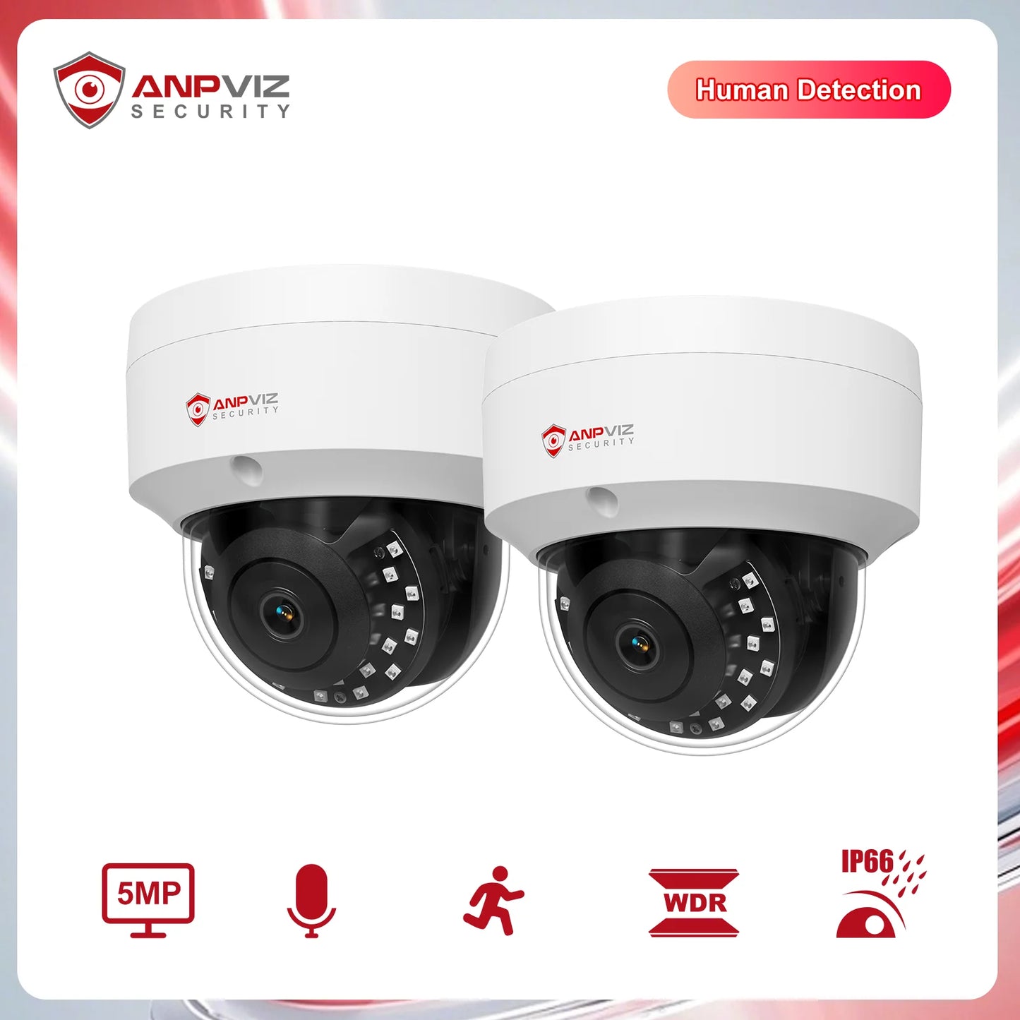 Anpviz 5MP POE IP Dome Camera Outdoor Security Protection Built-in Microphone IP66 IR 30m CCTV Video Camera H.265 VideoLink APP