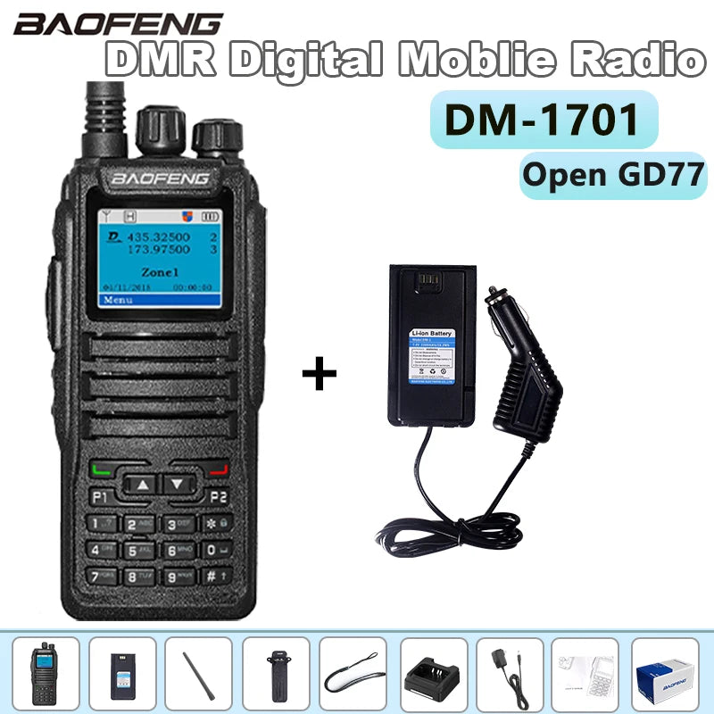 Baofeng DM-1701DMR Walkie Talkie Open GD77 Dual Mode Analog/Digital Two Way Radio Tier1+2 Dual Time Slot Ham Dual Band FM Radio