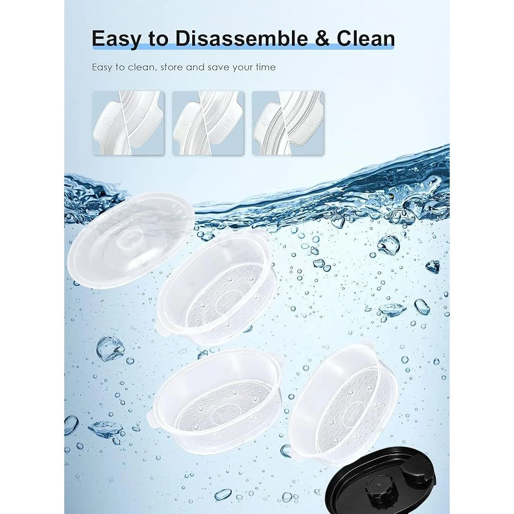 13.7QT Electric Food Steamer 3 Tier BPA Free Fast Cooking Unique Steam Design 800W Timer Anti Dry Protection Kitchen Appliance