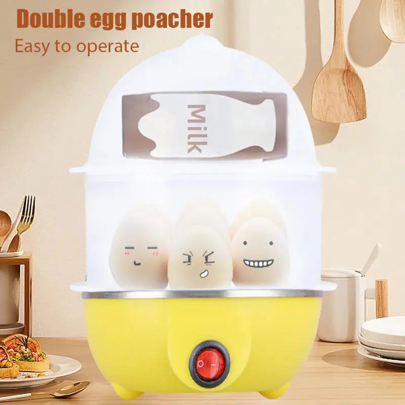 Electric Egg Boiler 14pcs Eggs Double Layer Automatic Mini Poacher Kitchen Cooking Tool Egg Breakfast Maker