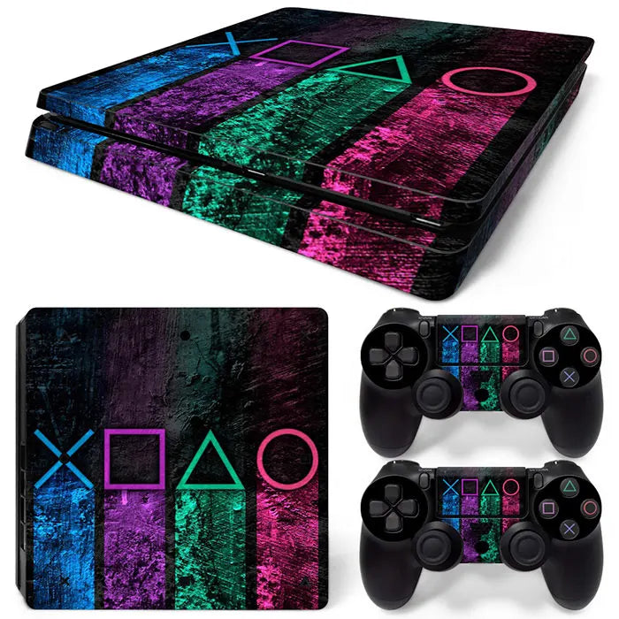 For PS4 Slim Console and 2 Controllers Skin Sticker Geometry Design skin Protective Vinyl Decal Full Set for PS4 skin