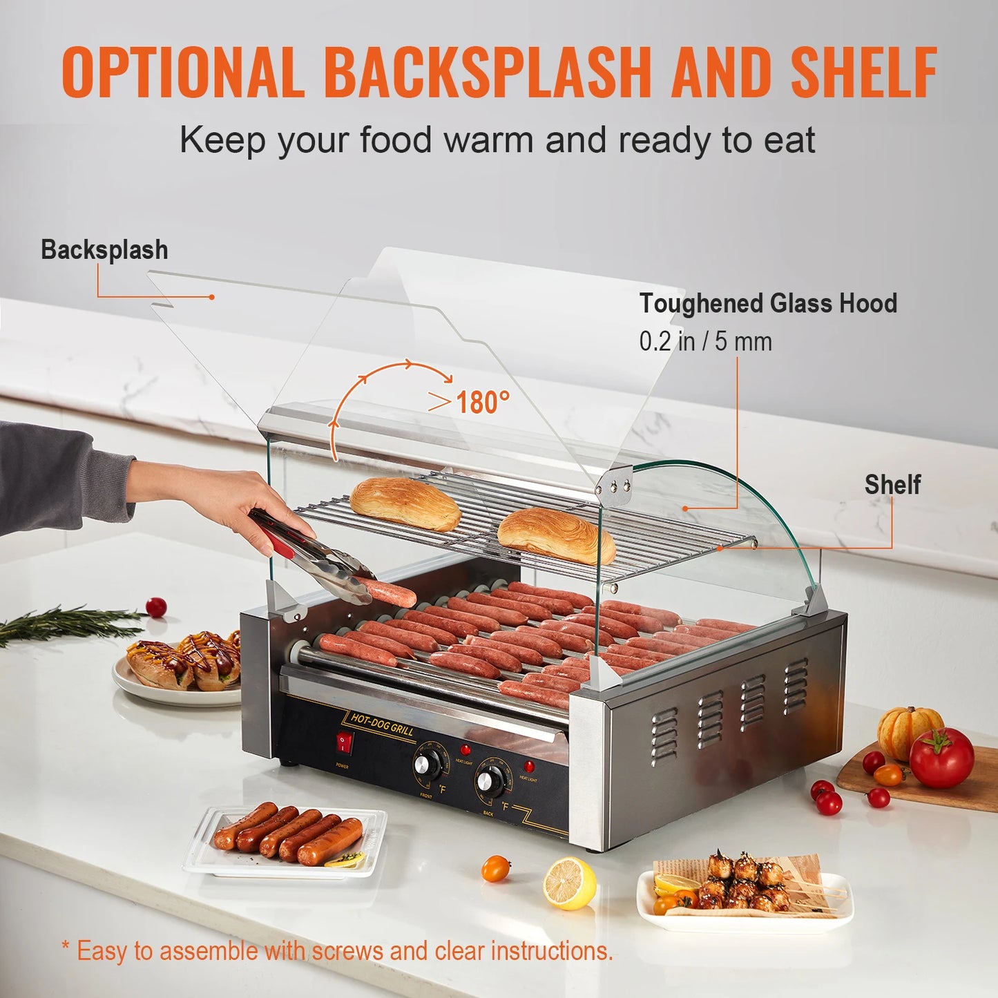 SucceBuy  5/7/11 Commercial Hot Dog Roller Electric Sausage Maker Barbecue Grill Machine for Camping Party Home Appliance 110V