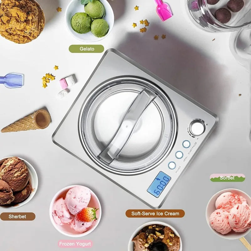 Homtone Ice Cream Maker 2.64 Quart for Making Homemade Soft Ice Cream,Gelato,Sorbet within 60 min,Keep Cooling for 2H