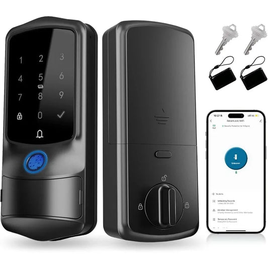 Smart Front Door Lock, Fingerprint Keyless Entry Door Lock with TUYA App Control, Auto Lock, Electronic Digital Locks with Touch