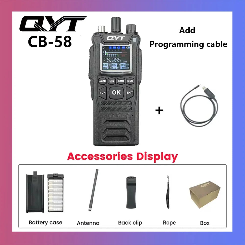 Original CB Radio QYT CB-58  26.965-27.405MHz FM AM Mode Citizen Band Radio 27MHz Handheld Walkie Talkie With 4100mAh CB Radio