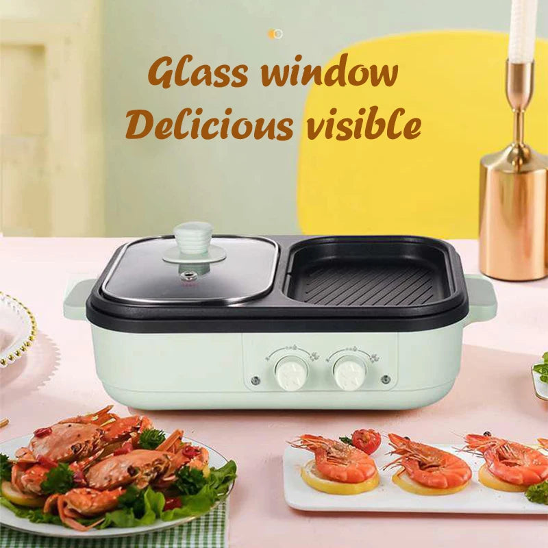 Compact electric hot pot with multiple cooking functions - suitable for home kitchens