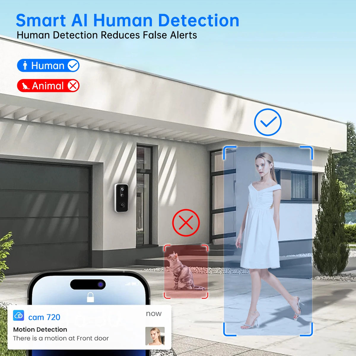 JOOAN 2K Intelligent WiFi Doorbell With Camera Smart Home WiFi Video Doorbell Outdoor Battery Powered Security Video Intercom