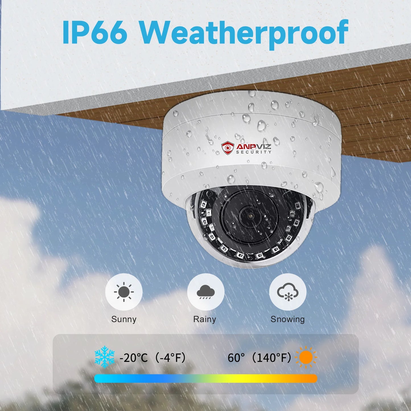 Anpviz 5MP POE IP Dome Camera Outdoor Security Protection Built-in Microphone IP66 IR 30m CCTV Video Camera H.265 VideoLink APP