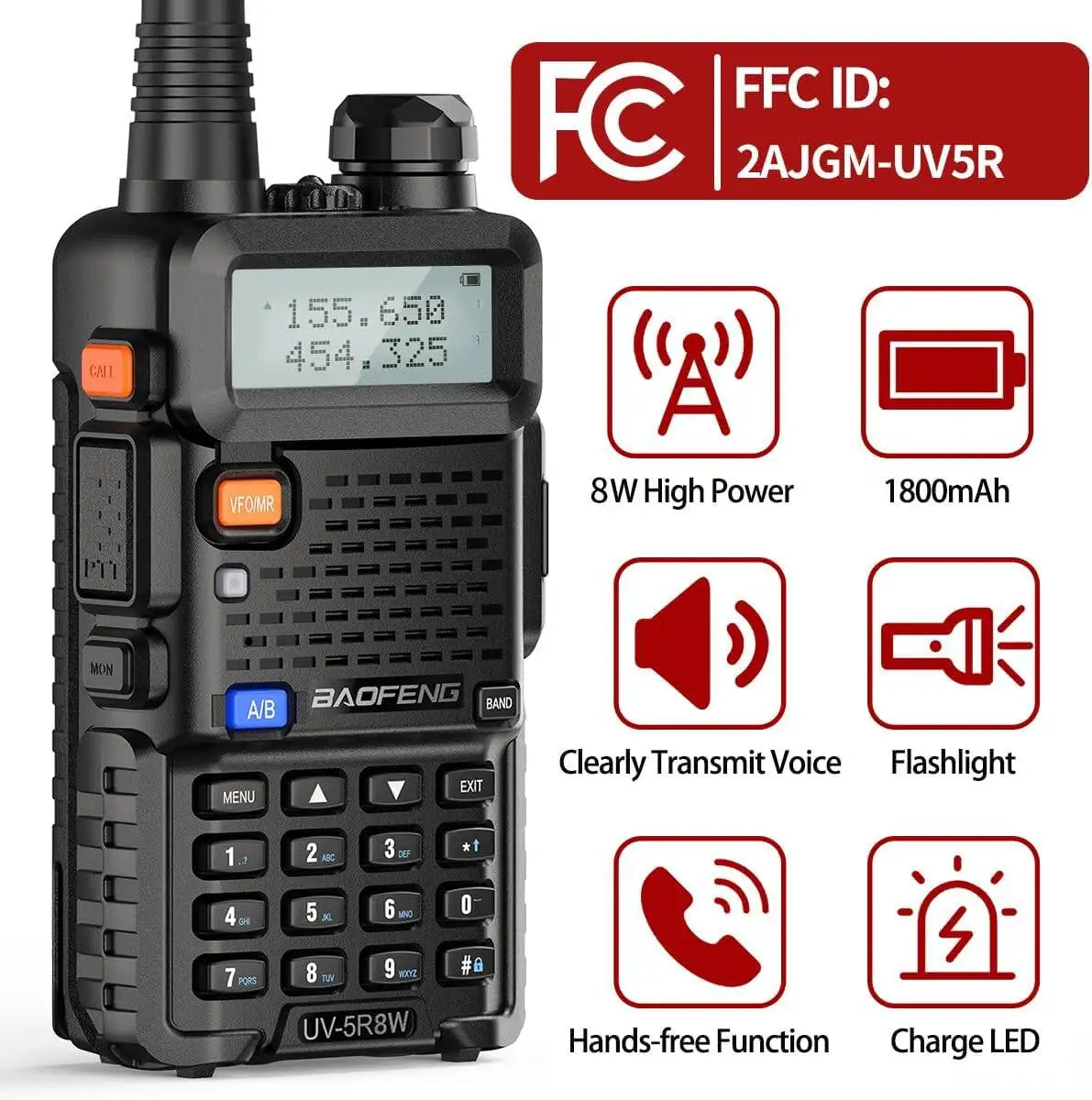 1/2/4 PCS Baofeng UV 5R 8W Walkie Talkie Dual Band VHF UHF Portable FM Amateur 1800mAh UV5R Two way Radio Ham Radio For Climb