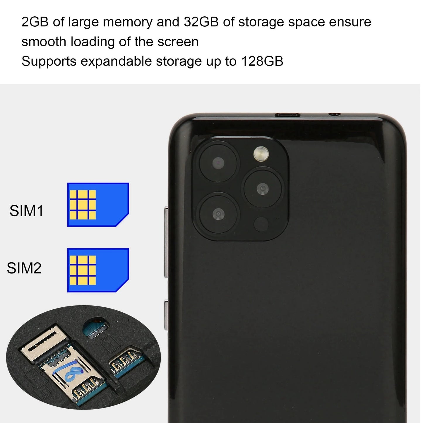 IP13 Pro Phone  2GB ROM 32GB  SIM  Standby MTK6779 CPU Processor Unlocked Cell Phone with Face Recognition for Work