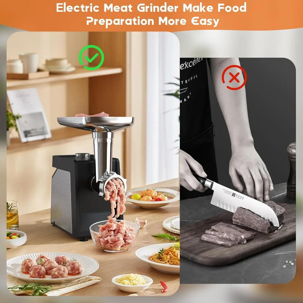 Electric Meat Grinder with Handle, 2600W Max Meat Grinder for Home Kitchen Use, Stainless Steel Heavy Duty Meat Mincer Machine