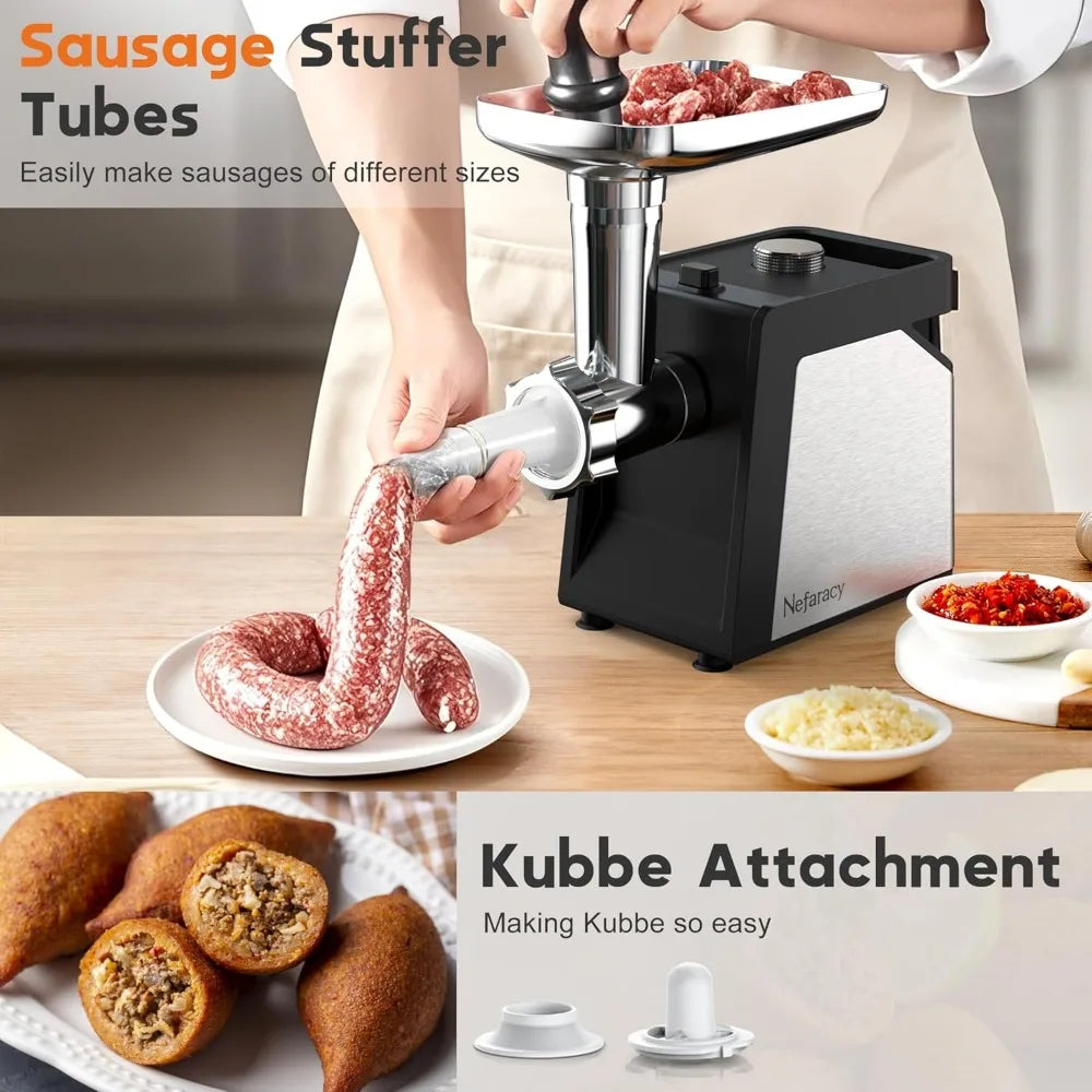 Electric Meat Grinder with Handle, 2600W Max Meat Grinder for Home Kitchen Use, Stainless Steel Heavy Duty Meat Mincer Machine