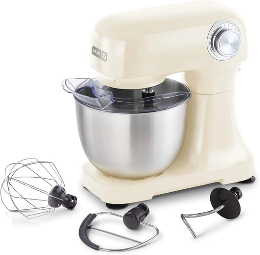 KitchenAid 12-Speed Tilt-Head Stand Mixer 3.5 Quart Cream with Paddle Dough Hook & Whisk Attachments for Home Use