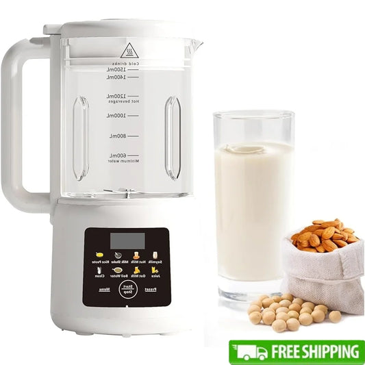 Automatic Nut Milk Maker 54oz Soy Milk Blender Machine 8 Functions Fresh Juice Auto Clean Stay Warm Non Dairy Beverages
