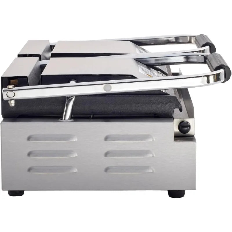 Kratos Commercial Electric Panini Sandwich Grill with Grooved Plates, 18.7" x 9" Cooking Surface
