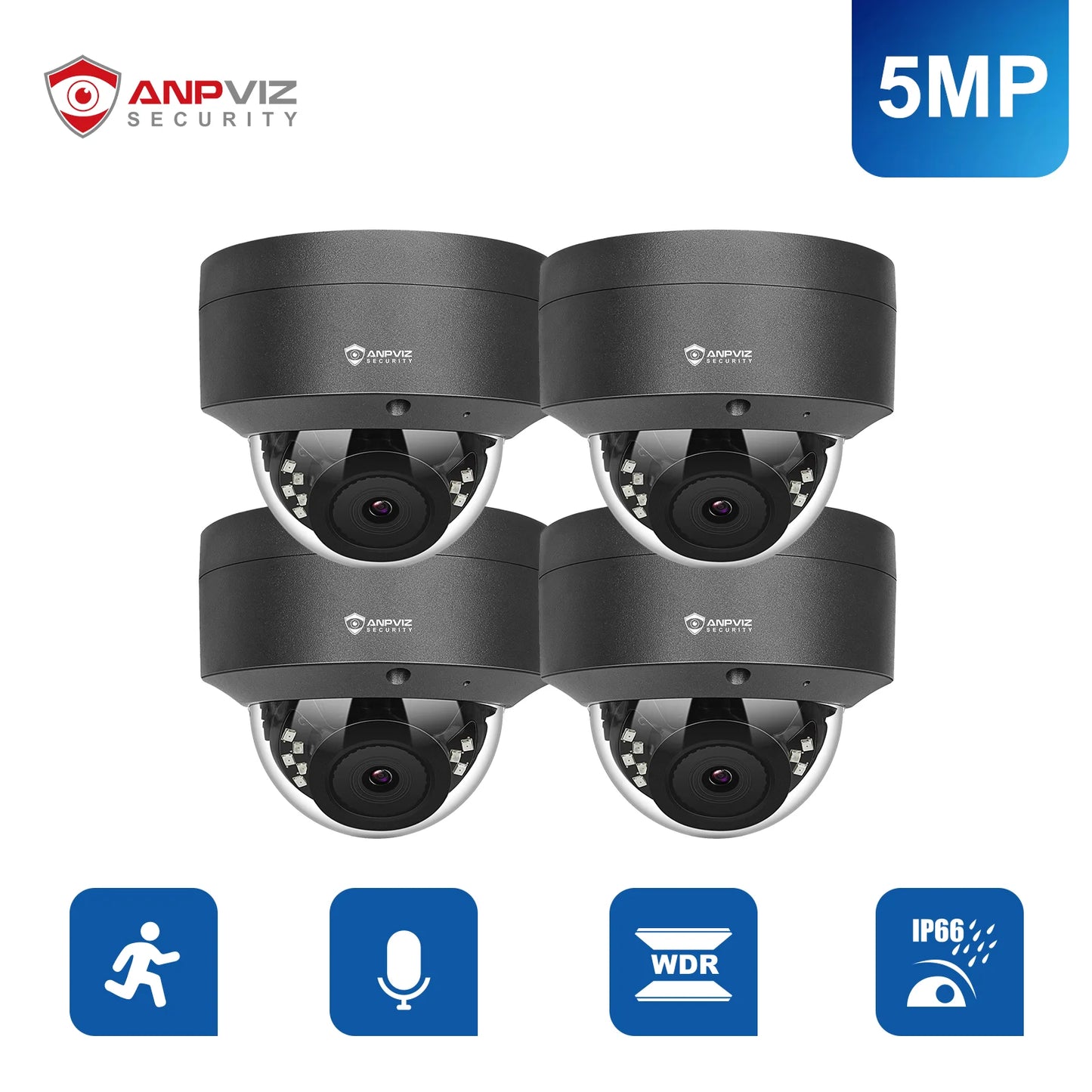 Anpviz 5MP POE IP Dome Camera Outdoor Security Protection Built-in Microphone IP66 IR 30m CCTV Video Camera H.265 VideoLink APP