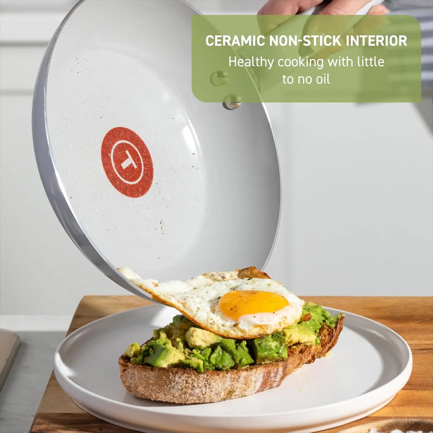 Refresh Ceramic Non-Stick Kitchen Cookware Set 12-Piece with Fry Pan & Saucepan Oven-Safe to 450°F