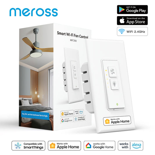 Meross HomeKit WiFi Smart Ceiling Fan Light Wall Switch Dimmer Light Switch Work with Alexa Google SmartThings