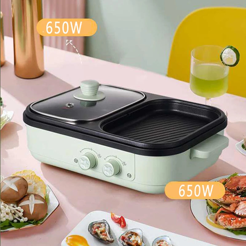 Compact electric hot pot with multiple cooking functions - suitable for home kitchens