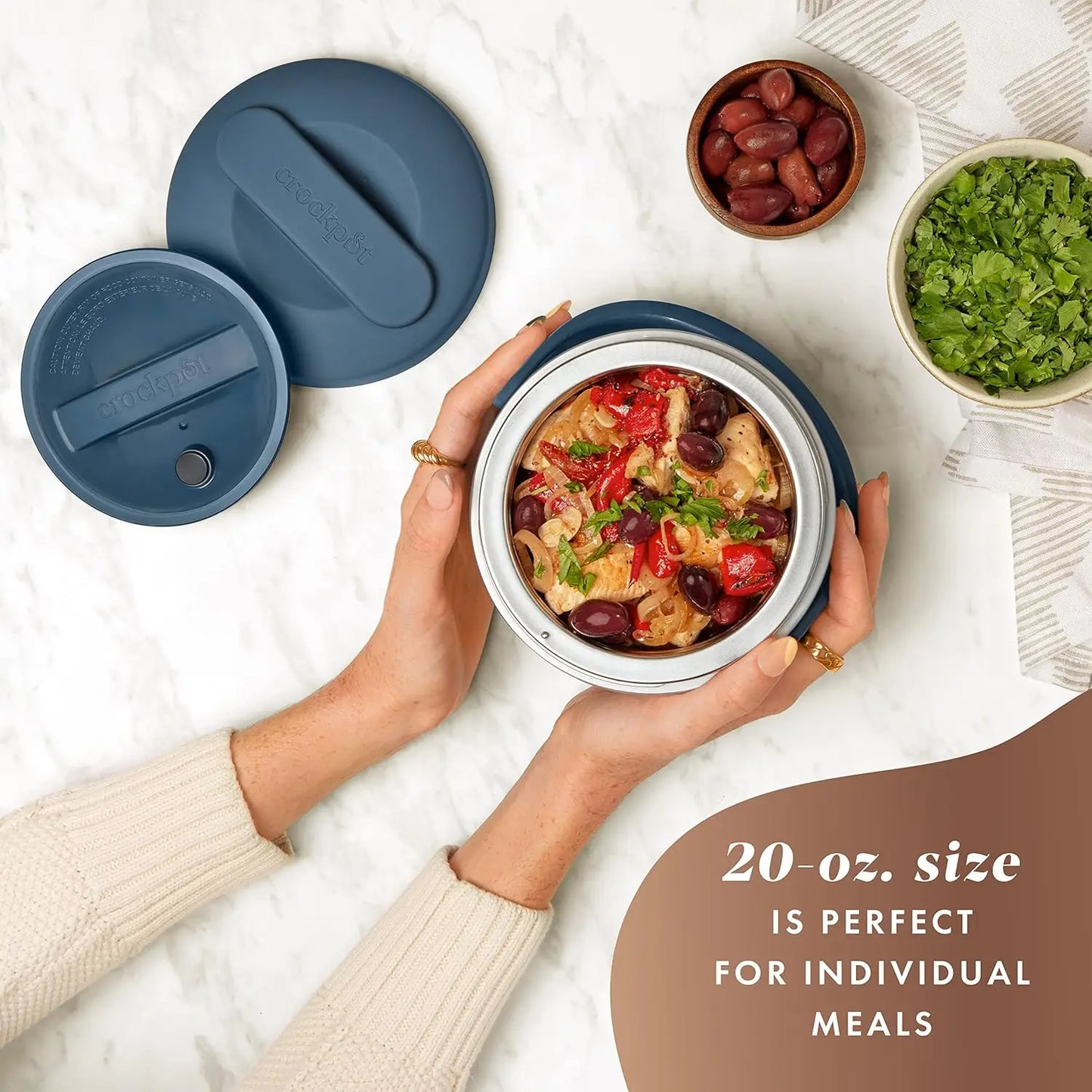 Electric Portable Lunch Box Food Warmer 20-Ounce Stainless Steel Faded Blue 7-Quart Oval Manual Slow Cooker Kitchen Appliance