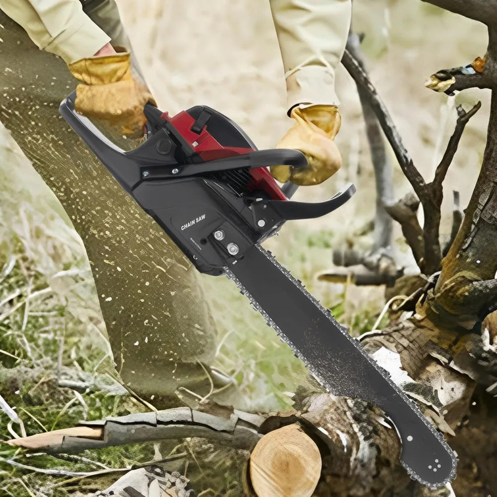 Gas Powered Chainsaw 2 Stroke 58CC 2400W 20Inch Handheld Cordless Petrol Chain Saw Power Head Portable Gasoline Chain Saw