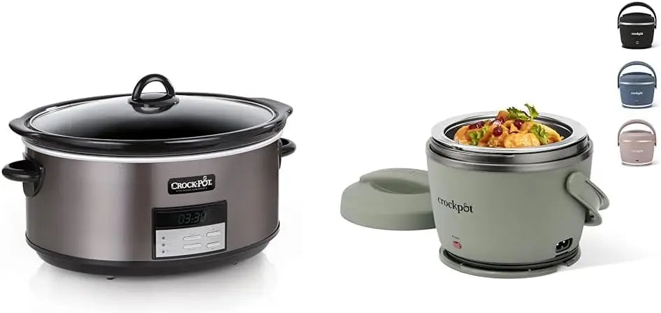 Black Programmable 8 Quart Slow Cooker with Digital Display and Keep-Warm Function Kitchen Cooking Appliance with Recipe Book