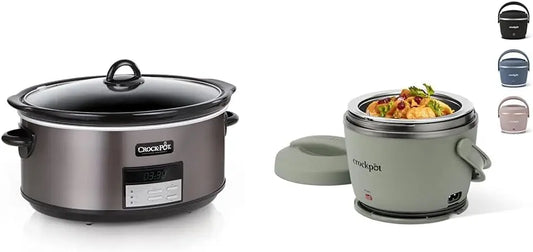 Black Programmable 8 Quart Slow Cooker with Digital Display and Keep-Warm Function Kitchen Cooking Appliance with Recipe Book